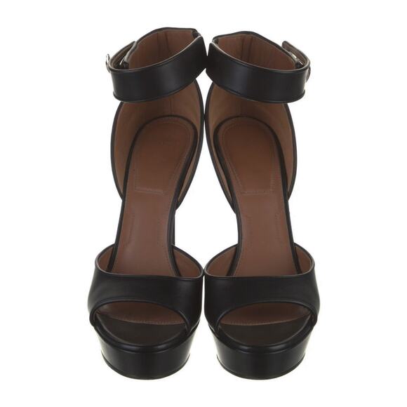 Givenchy Black Leather Ankle Strap Shark Lock Platform Heels Sandals Size 39 - Picture 3 of 8